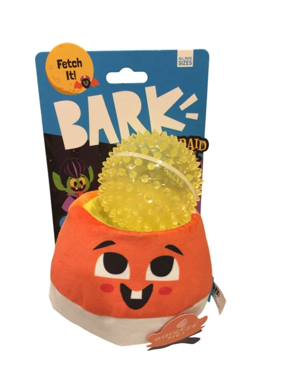 BARK Fetch It Andy Corn Plush Dog Toy with Spiky Ball Afraid of the Bark